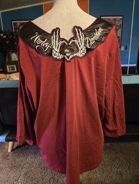 Harley Davidson Corpus Christi US Women's Size 2X Red Skeleton Hands Long Sleeve